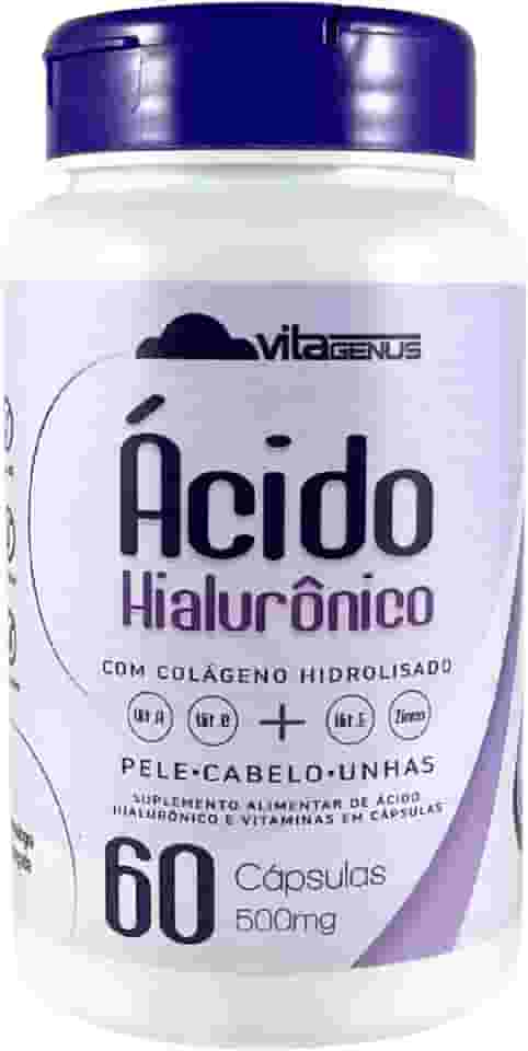 Ácido Hialurônico Colágeno Hidrolisado 60 Cápsulas Suplemento em Cápsulas VitaGenus