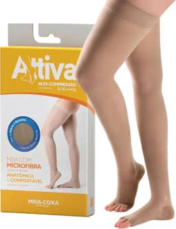 Meia de compressão Feminina 7/8 Meia Coxa Alta Compressão 20 - 30 Ponteira Aberta Sigvaris ATTIVA