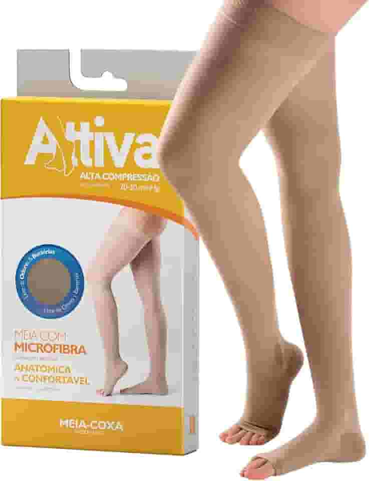 Meia de compressão Feminina 7/8 Meia Coxa Alta Compressão 20 - 30 Ponteira Aberta Sigvaris ATTIVA