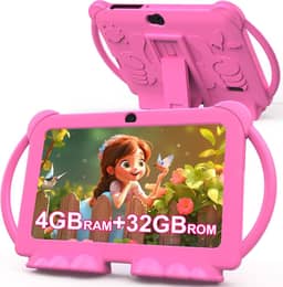 Tablet infantil 2025, tablet Android 12 para crianças de 7 polegadas, 4 + 32 GB de ROM (expansão de 1 TB), criança com controle parental, BT, WiFi, câmera dupla, capa à prova de choque