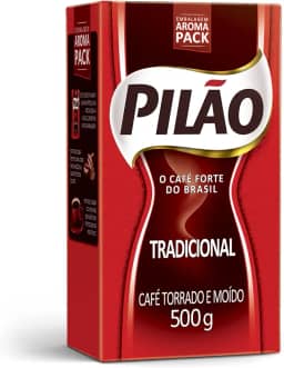 Café Pilão Torrado e Moído Tradicional, Sabor Intenso, Embalagem a Vácuo com 500g