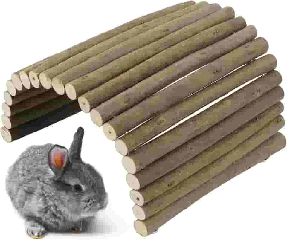 Ponte de madeira para hamster, roedores de arbustos, túnel de escalada para mastigação de animais pequenos, ponte dobrável, esconderijo para porquinhos-da-índia, ouriços, chinchilas e outros roedores