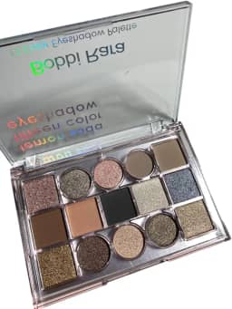 Paleta de Sombras 15 Cores Bobbi Rara - Tons Metálicos e Glitter, Verde e Marrom