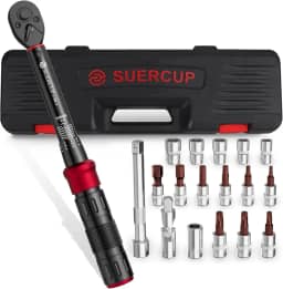 SUERCUP Chave de torque de 1/10.2 cm, conjunto de chaves de torque de bicicleta de 18 peças, 3-25 Nm, chave de torque ajustável de 72 dentes de direção dupla, usada para manutenção de bicicleta