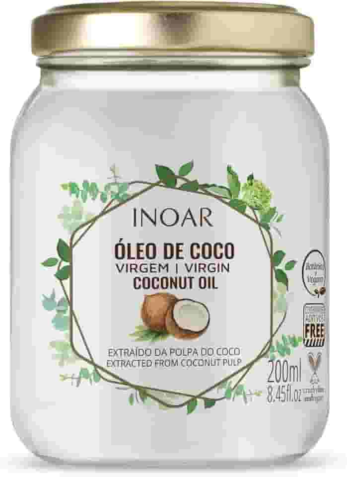 Inoar, Óleo de Coco Extra Virgem, Hidratação Profunda, Força e Nutrição para Todos os Tipos de Cabelos, Vegano e Botânico - 200ml