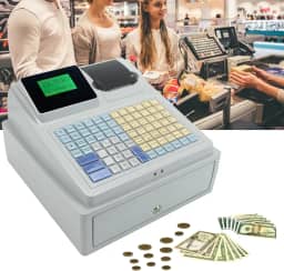 Caixa Registradora Eletrônica De Restaurante(110V), Caixa Registradora Comercial Com Impressão Térmica De Recibos, Display Digital E Gaveta Com Fechadura, 81 Teclados(Versão em inglês)