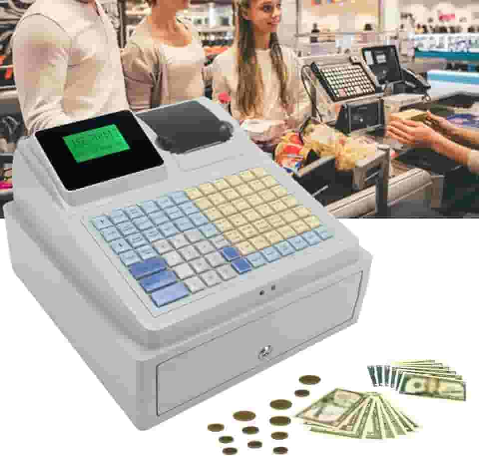 Caixa Registradora Eletrônica De Restaurante(110V), Caixa Registradora Comercial Com Impressão Térmica De Recibos, Display Digital E Gaveta Com Fechadura, 81 Teclados(Versão em inglês)