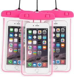 Kit 3 Unidades Capa Case A Prova D'água Impermeável para Celular Smartphone Capinha com Alça Universal Proteção 360º Completa Sensível ao Toque (Rosa)