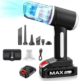 Aspirador de Pó Portátil Sem Fio - Potencia 120W, Limpeza Leve da Casa e Automotivo Com Recipiente Removível e Filtro Lavável, Manual do Usuário, Bateria Removivel e Cabo de Carregamento.