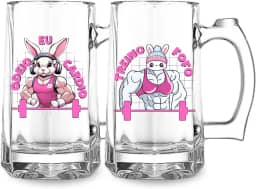 Kit 2 Caneca Zero Grau Chopp Personalizada Estampa Treino Fofo Eu Odeio Cardio Garota Fitness Frases Meme Academia Caneca De Congelar