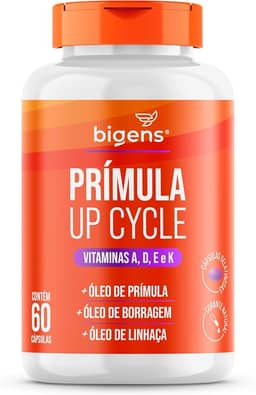 Prímula Up Cycle, Óleo de Prímula, Óleo de Linhaça, Vitamina A, D, E e K, 60 cápsulas, Bigens (Unidade)