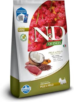 N&D Quinoa Pele e Pelo Ração para Cães Adultos Raças Mini Pato 2,5 kg