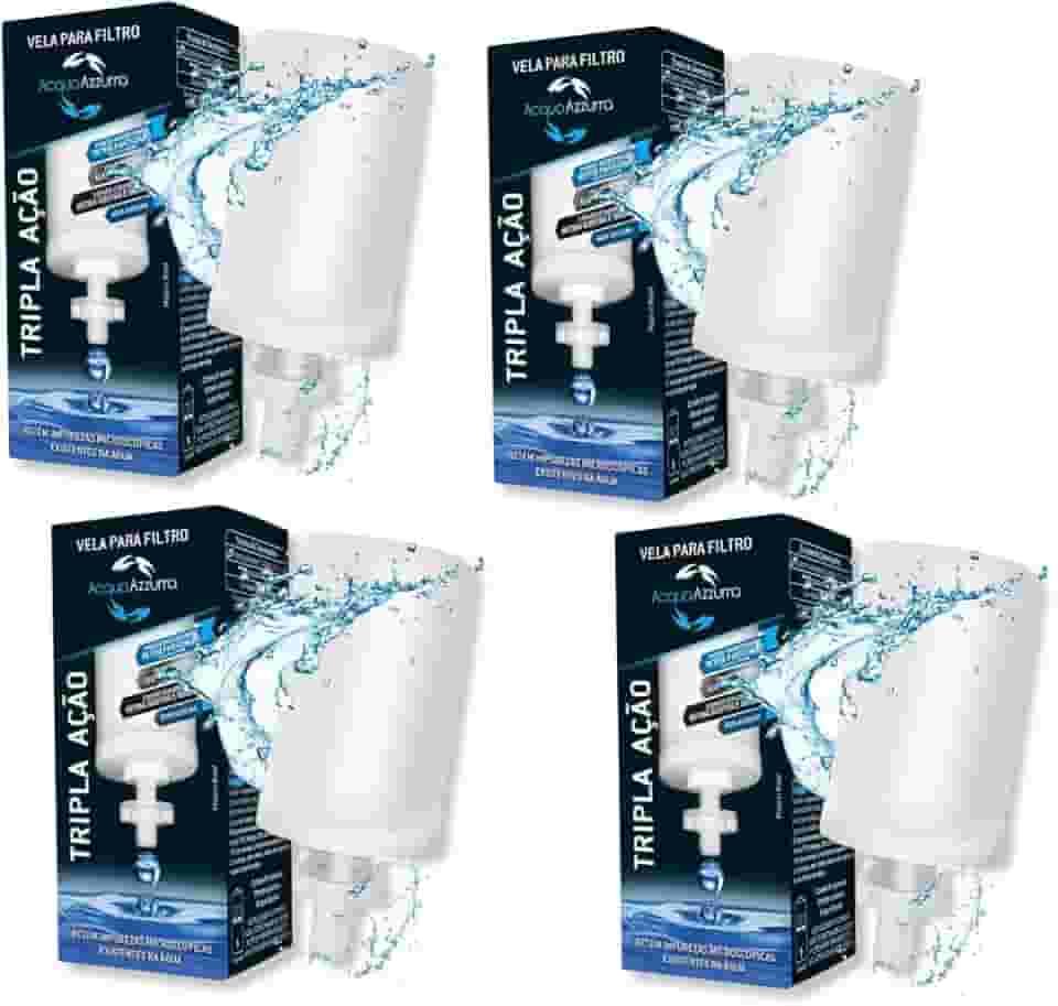 Kit 4 Velas Tripla Ação Com Carvao Ativado Para Filtro Barro Premium Alcalina Universal