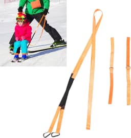 Treinador de Esqui Compacto e Portátil para Crianças e Iniciantes - Fácil de Usar, Arnês de Segurança de Nylon Laranja Com Design de Gancho D para Treinamento de Esqui