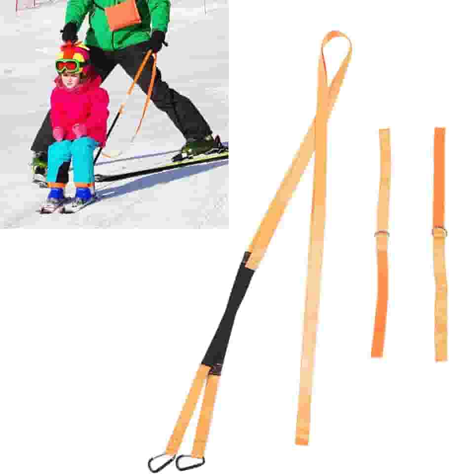 Treinador de Esqui Compacto e Portátil para Crianças e Iniciantes - Fácil de Usar, Arnês de Segurança de Nylon Laranja Com Design de Gancho D para Treinamento de Esqui