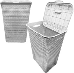 Cesto De Roupa Suja 72 Litros Resistente Lavanderia Com Tampa Organizador Roupas Lavanderia Banheiro (BRANCO-1)