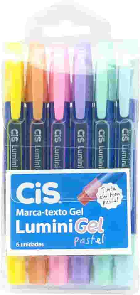 Caneta Marca Texto Gel, CiS, Lumini Gel Pastel, 6 Cores Tons Pastel