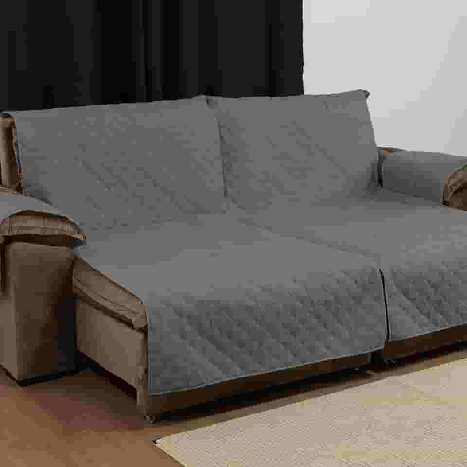 CAPA PARA PROTETORA DE SOFÁ RETRÁTIL E RECLINÁVEL DE DOIS LUGARES DE 1,20M TOTAL 2,40M X 2,40M ALTURA (Cinza)