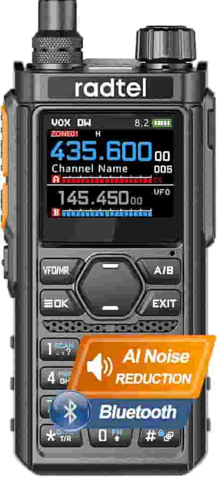 Radtel RT-910B Multi-Band Ham Radio Walkie Talkie portátil, rádio amador de 6 metros com 960 canais, rádio bidirecional Am/FM, carregamento tipo C, scanner espectral (versão Bluetooth)