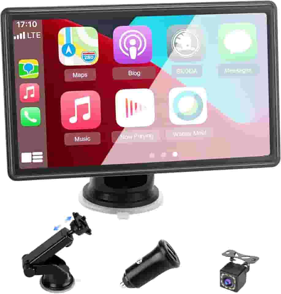 Automotive Central Multimídia 7 Polegadas Universal CarPlay Android Auto com Câmera de Ré, GPS, Bluetooth, Controle por Voz, Mirror Link e Receptor de Áudio