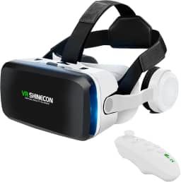 Óculos VR Realidade Virtual 3D com Fone de Ouvido Integrado e Controle Bluetooth Sem Fio