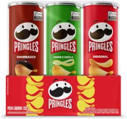 Pringles Pack Promo Salgadinho de Batata Frita 3 Sabores - Original, Creme e Cebola e Churrasco