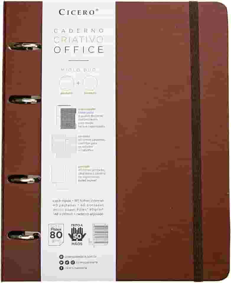 Cicero, 8835,Caderno Criativo Office Duo Argolado Clássica Pautado & Pontado A5, Marrom