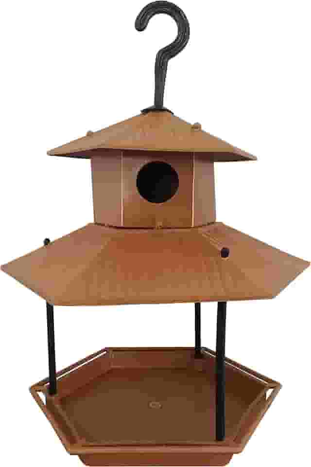 Comedouro E Tratador Pássaros Livres Com Casinha Ecológico Resistente (Argila)