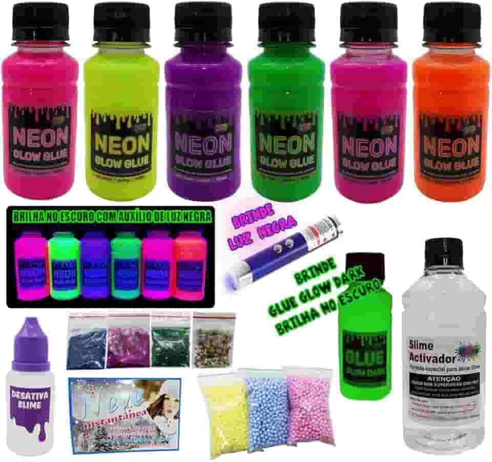 Kit Completo Para Fazer Slimes Colas Neon Super