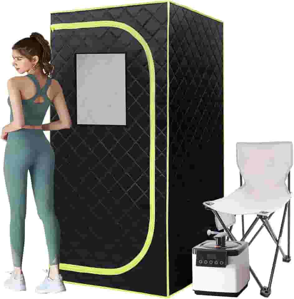 Caixa de sauna portátil, sauna a vapor portátil para casa com vaporizador de 2,6L 1000W, 15 níveis, cadeira dobrável, tamanho extra grande (80 x 80 x 175 cm)