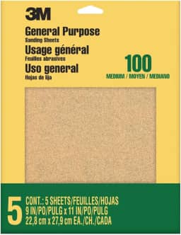 Lixa 3M 9002NA-20, gramatura 100, 5 folhas, ótima para uso geral, 23 x 28 cm