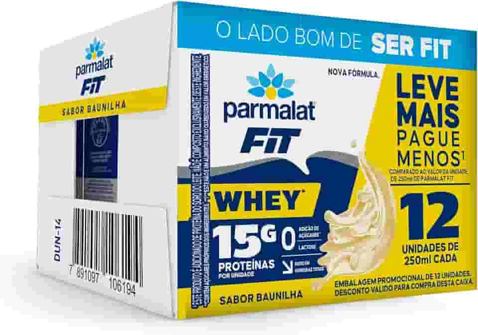Parmalat Fit Bebida Proteica Baunilha 15g de Proteína 250mL – 12 Unidades
