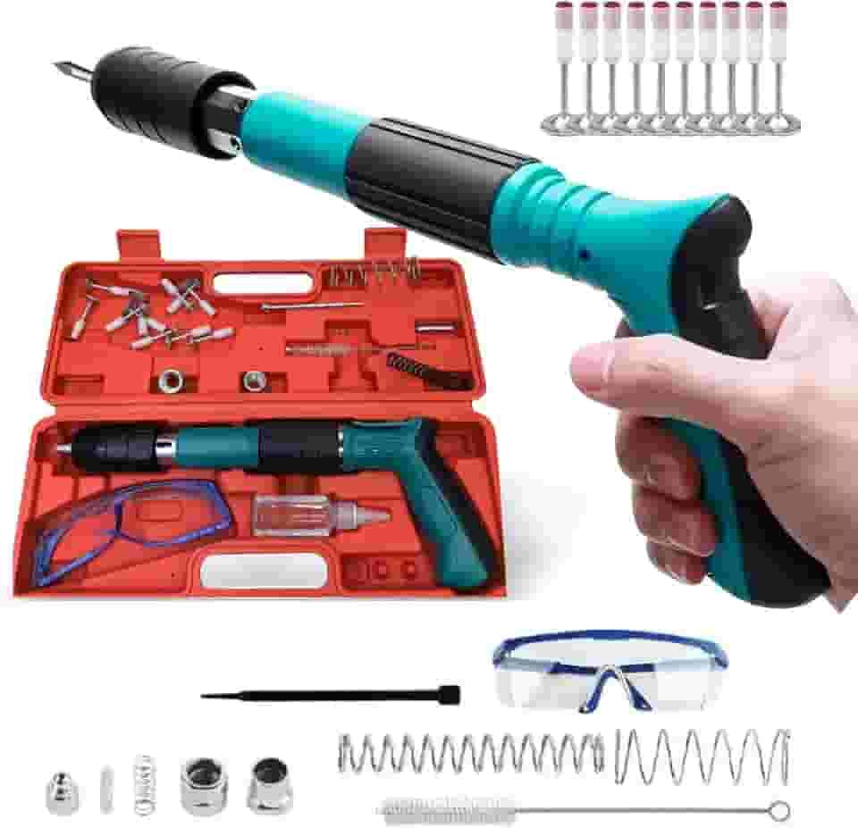 Pistola de Fixação Finca Pino com 10 Pinos Óculos de Proteção e Acessórios, para Concreto, Madeira e Metal