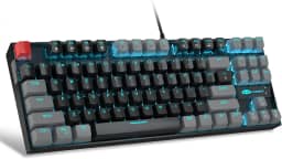 MageGee teclado mecânico 75% para jogos, interruptor vermelho, retroiluminação LED azul, 87 teclas compactas, TKL teclados de computador com fio para Windows, Laptop, PC Gamer - Preto/Cinza