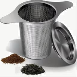 Infusor de Chá de Aço Inoxidável Tipo Cesta com Tampa