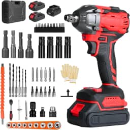 Trailabo Chave de Impacto Elétrica 21V com 2 Bateria, 55 Peças, Alta Velocidade Até 2500 RPM, Furadeira de Impacto Multiuso de 400N com Cabo de Borracha e Carregador, Parafusadeira e Furadeira