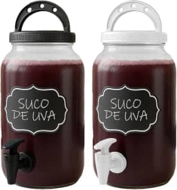 Kit 2 Suqueiras Grandes 3,6l Suco Galão Tampa Torneira Lousa Livre Bpa (Branco)