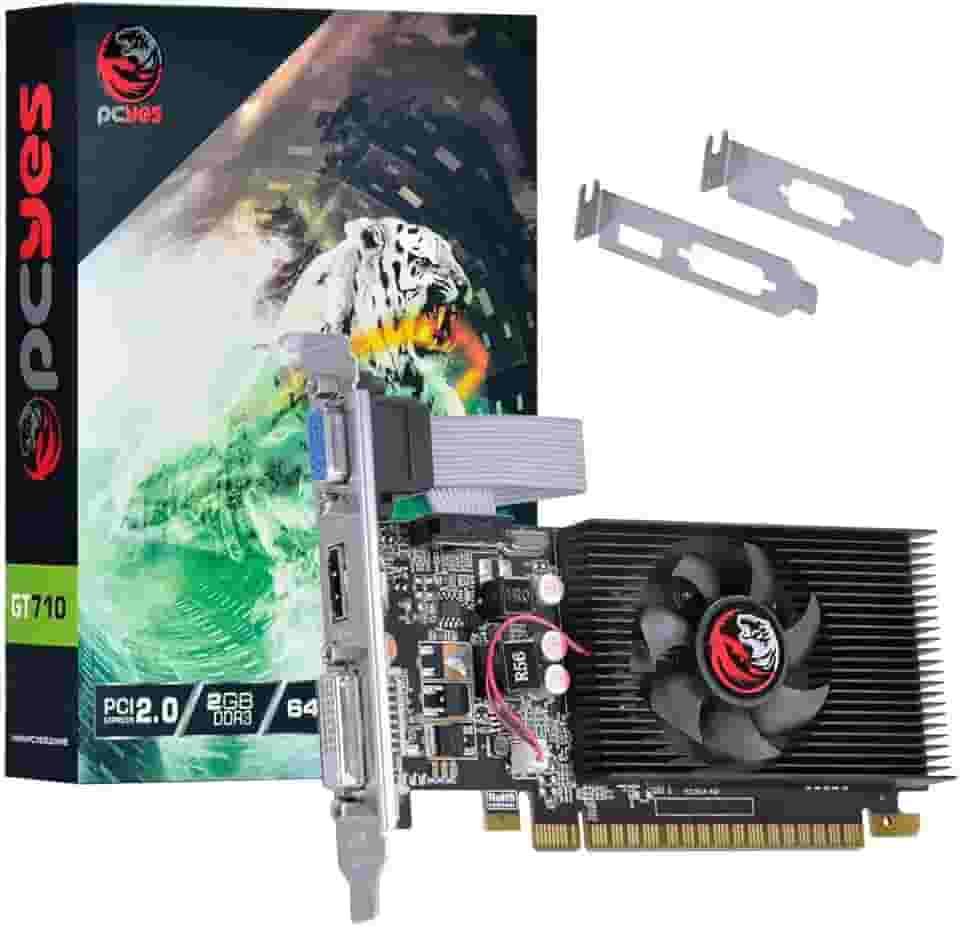 PLACA DE VIDEO NVIDIA GEFORCE GT 710 2GB DDR3 64 BITS COM KIT LOW PROFILE SINGLE FAN - PA710GT6402D3LP - PCYES