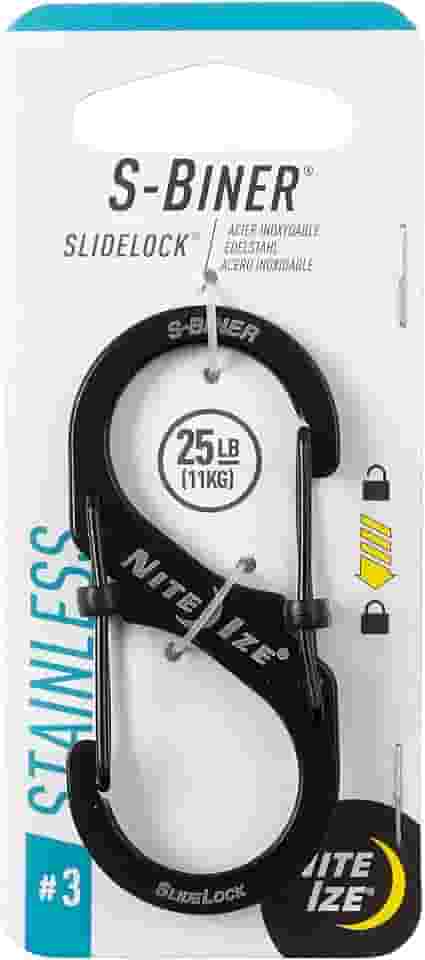 Mosquetão de travamento duplo Nite Ize LSB3-01-R6 S-Biner SlideLock, tamanho 3, aço inoxidável