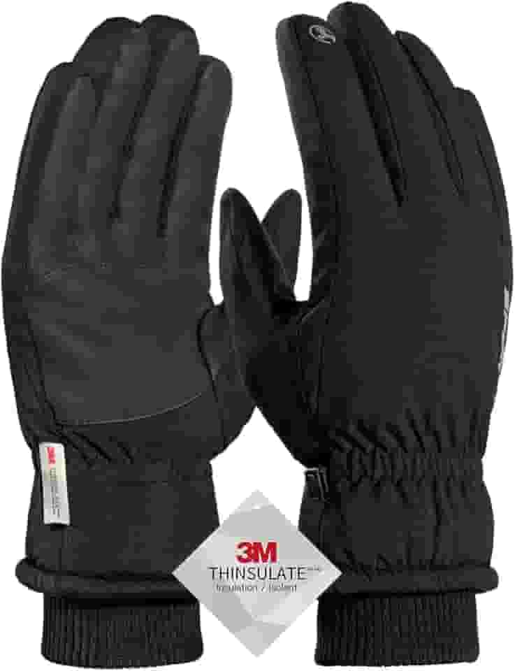Luvas de inverno para homem, impermeável Mens Winter Luva para mulher, 3 m, turquesa, impermeável, estampado de neve, preto, tamanho L