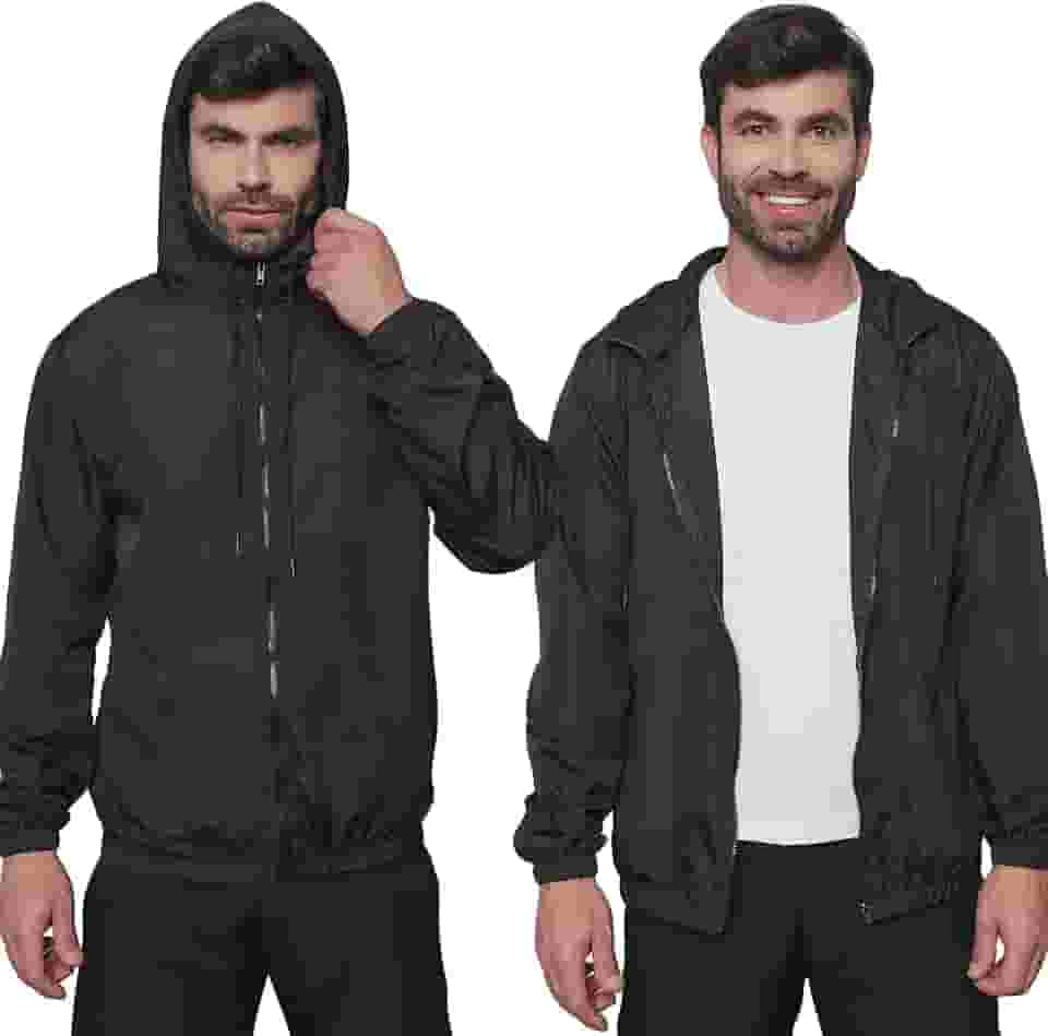 Jaqueta Corta Vento Impermeavel leve com Capuz e Ziper