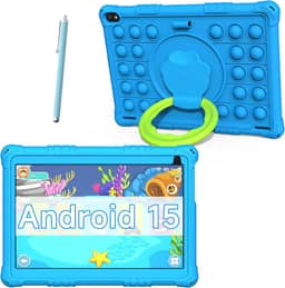 Tablet infantil Android 15, tablets de 10 polegadas para crianças, 8 GB de RAM, 32 GB de ROM, expansão de 1 TB, tablet infantil com controle parental, tela IPS, câmera dupla, educacional, jogos, capa