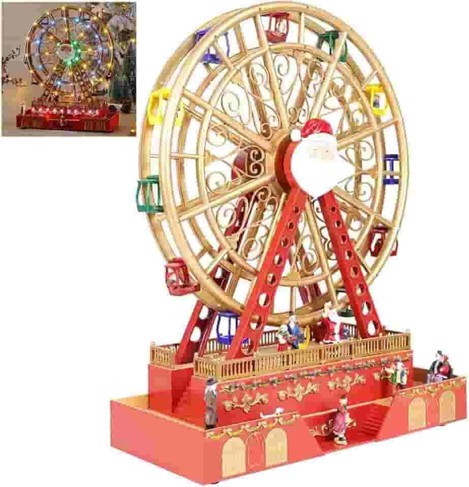 Roda Gigante Natal Natalina Led Som Movimento Iluminaçao Luxo Cenario Musical Decoraçao Festa Mesa Casa Trabalho Enfeite Celebraçao