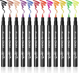 Conjunto colorido de delineador líquido fosco de 12 cores, caneta delineadora de olhos colorida em neon, delineador de olhos, caneta delineadora líquida suave à prova d'água de longa duração - #A