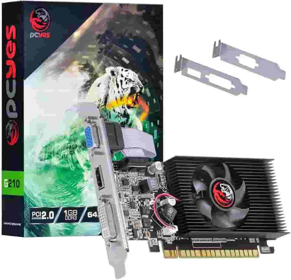 PLACA DE VIDEO NVIDIA GEFORCE G 210 1GB DDR3 64 BITS COM KIT LOW PROFILE INCLUSO - PA210G6401D3LP - PCYES