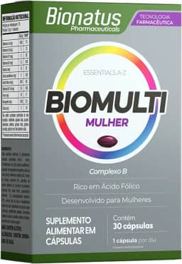 Bionatus, BioMulti, Mulher, Suplemento alimentar, Complexo B + Rico em Ácido Fólico, 30 cápsulas • 15 doses, Cinza