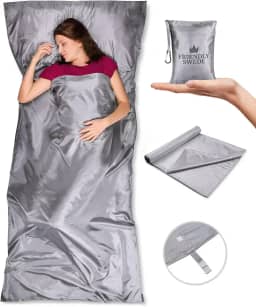 The Friendly Swede Forro de saco de dormir — Saco de dormir adulto ultraleve de poliéster ou microfibra para clima frio; lençóis de viagem finos para hotel; lençóis de acampamento; saco de dormir de