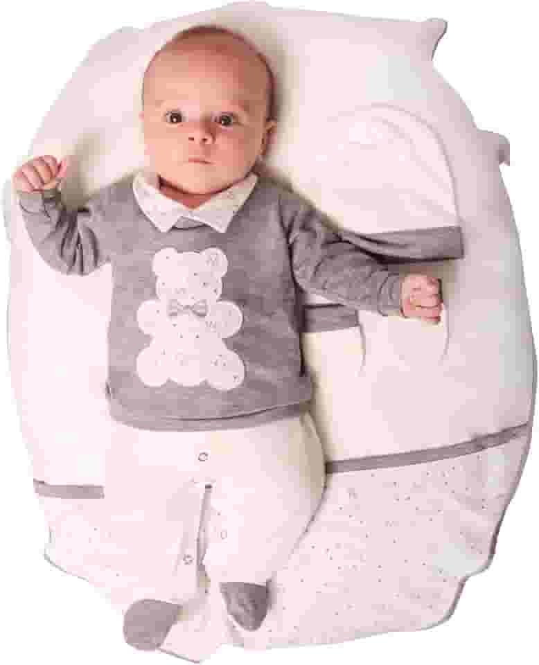 Saída Maternidade Menino Nobreza Casaco Cinza 5 peças Roupas de Bebê