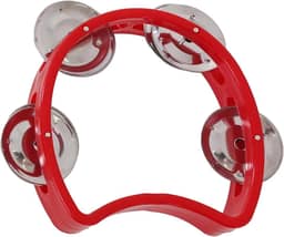 Pandeiro Infantil Meia Lua Pandeirola Profissional Colorido Para Criança Percussão Musical em ABS Instrumento de Mão Zaidan's (Vermelho)