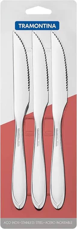 Conjunto De Facas Para Churrasco Aço Inox 3 Pç Tramontina Inox